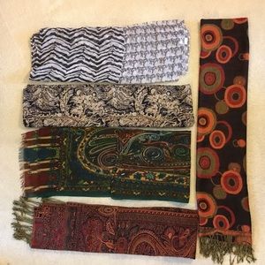 Lot Bundle 5 Scarves/Wraps, 2 Pashmina, All Very Good Condition